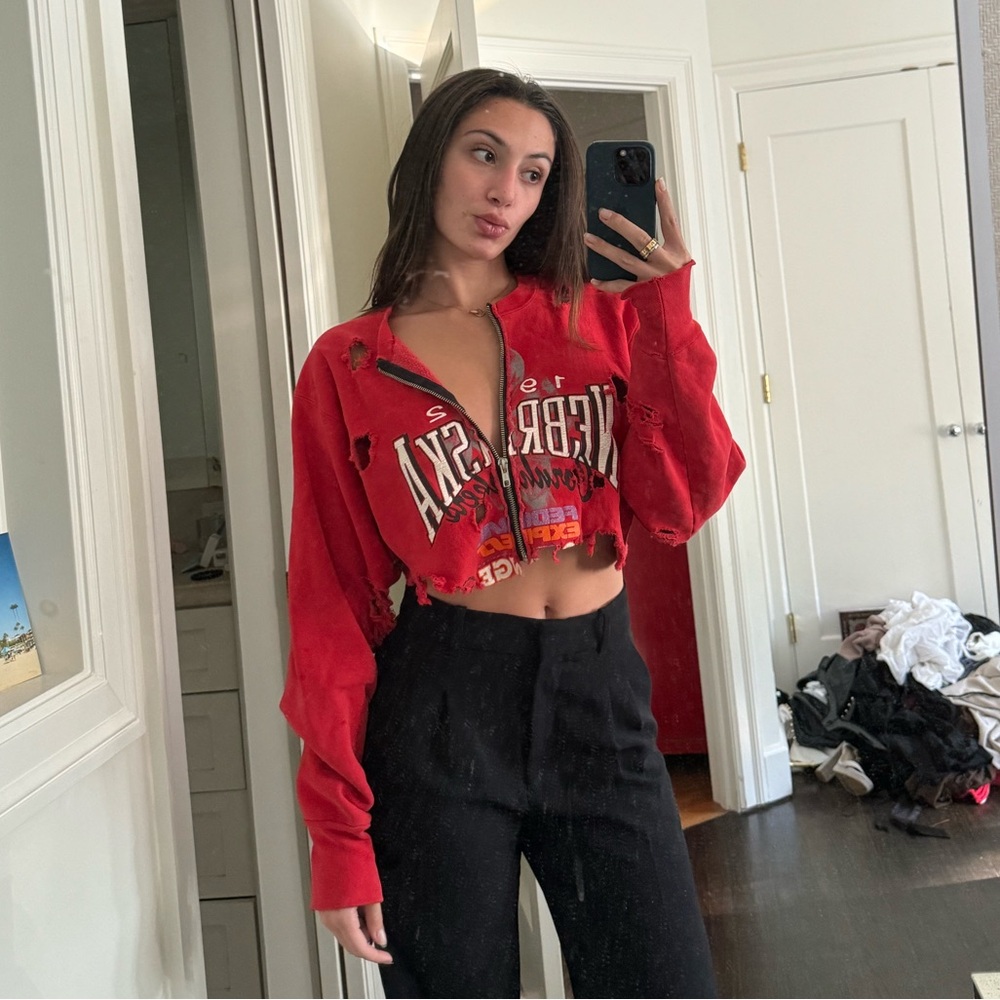 Nebraska long sleeve Zip up crop top LF